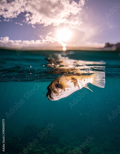 AI-generated illustrative pufferfish scene, fictional portrayal only, not representing real or newsworthy events.