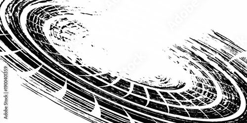 Tire track. Car, bike, motorcycle tyre mark with grunge effect isolated on white background. Wheel footprint on the road. Top view of rubber protector mark. modern