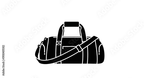 Black gym bag with white outline.