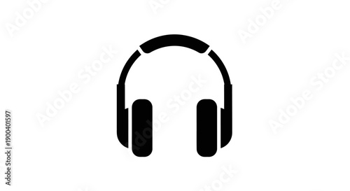 Black Headphones on White Background.