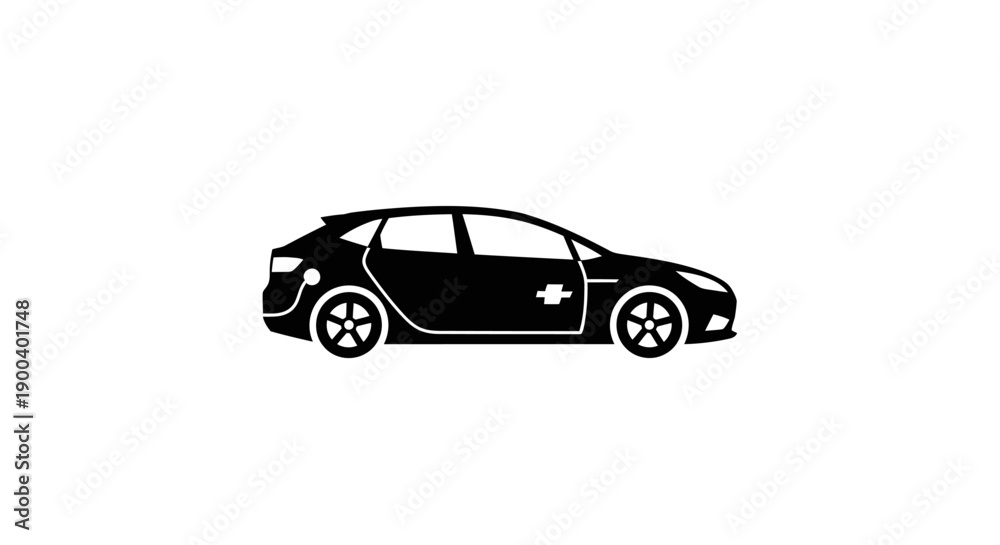 Naklejka premium Black silhouette of a hatchback car.