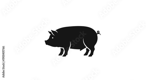 Black silhouette of a pig animal.