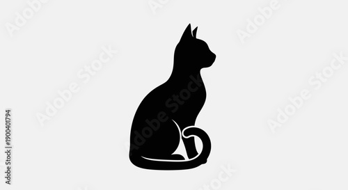 Black silhouette of a sitting cat.