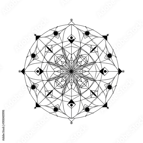 Intricate geometric mandala design with symmetrical patterns