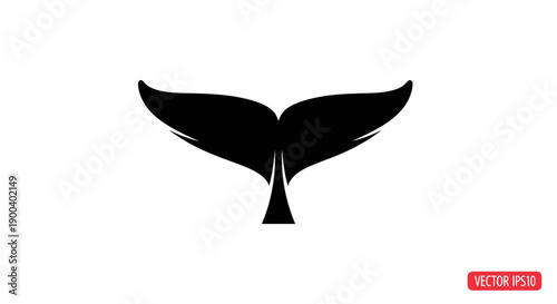 Black silhouette of a whale tail.