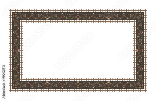 Intricate tribal patterned frames, Persian carpet decorations, picture frames, and artwork.