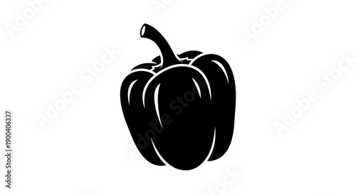 Black bell pepper vegetable illustration.