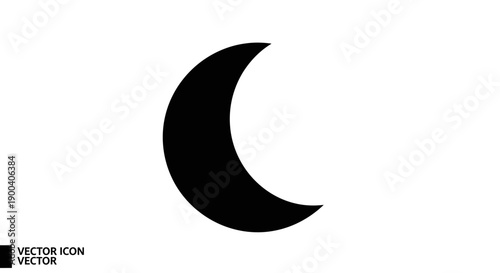 Black crescent moon shape symbol icon.