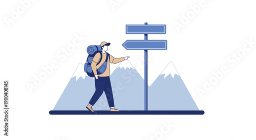 Choosing Direction: A Hiker's Guidance Towards Adventure and Mountain Exploration