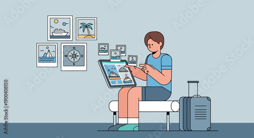 Choosing The Perfect Vacation, Planning Holiday, Travel Cruise, Illustration Style