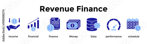 Revenue Finance Icon Set. Containing Income, Financial, Finance, Money, Data, Performance, Schedule