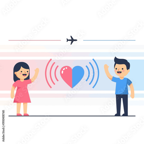 Conceptual Illustration Depicting Long-Distance Relationship, Connection, and Communication
