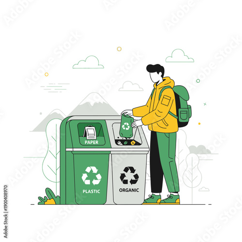 Conscious Individual Sorts Waste For Recycling And Sustainability