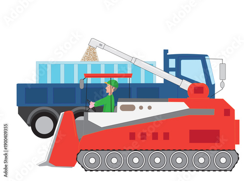 米の収穫作業をしている農家