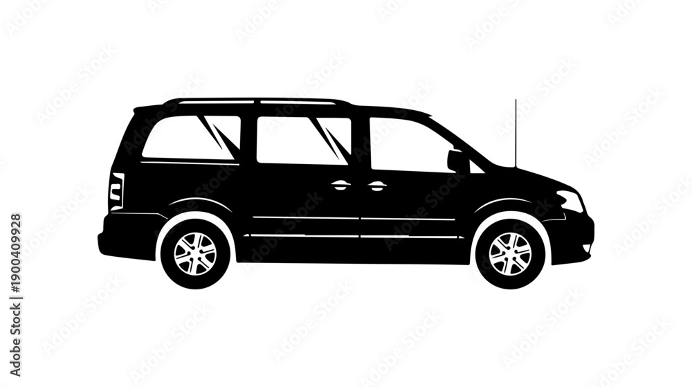 Fototapeta premium Black Vector Silhouette of a Station Wagon