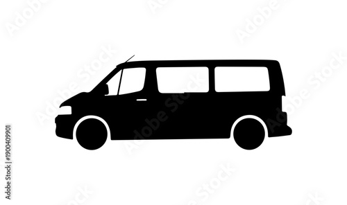 Black Vector Silhouette of a Minivan