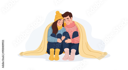Cozy Couple Embracing Under Warm Blanket