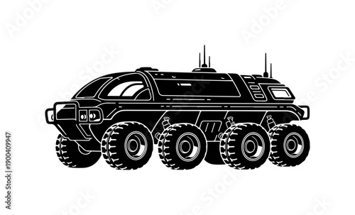 Modern Military All-Terrain Armored Vehicle Vector Illustration