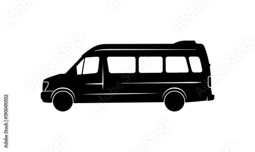 Black Vector Silhouette of a Passenger Minibus