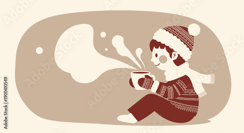 Cozy Winter Scene Of A Person Enjoying Hot Beverage