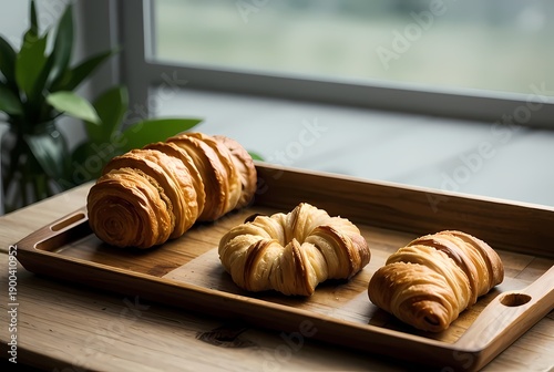 croissant on a wooden table