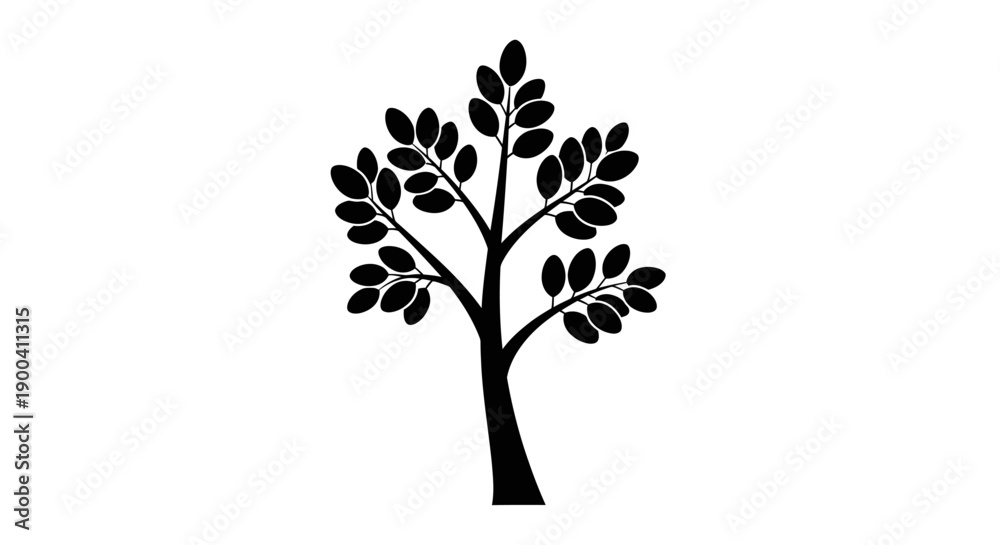 Fototapeta premium Black silhouette of a tree.