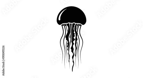 Photography Black jellyfish illustration with tentacles.