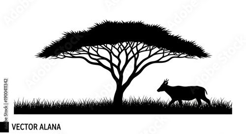 Photos Black silhouette of a deer walking.