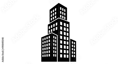 Black silhouette of modern city skyscrapers.