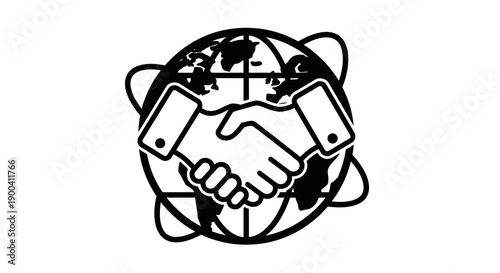Handshake over globe business partnership.