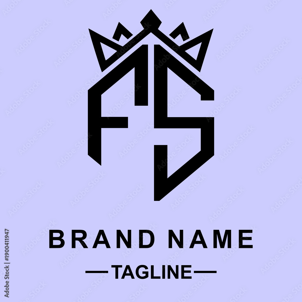 Obraz premium Elegant FS vector logo integrated with a minimalist crown. Perfect for premium fashion, law firms, and luxury brands seeking a sophisticated, regal identity.