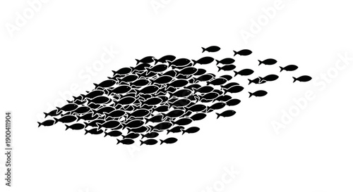 School of small black fish swimming.