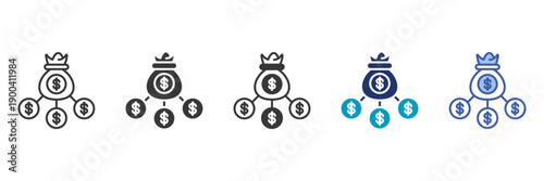 complex fund icon set consisting of multiple styles vector illustration