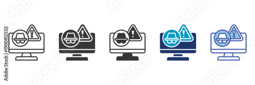 fraud alert icon set consisting of multiple styles vector illustration