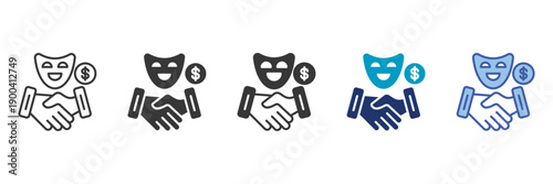 masked deal icon set consisting of multiple styles vector illustration