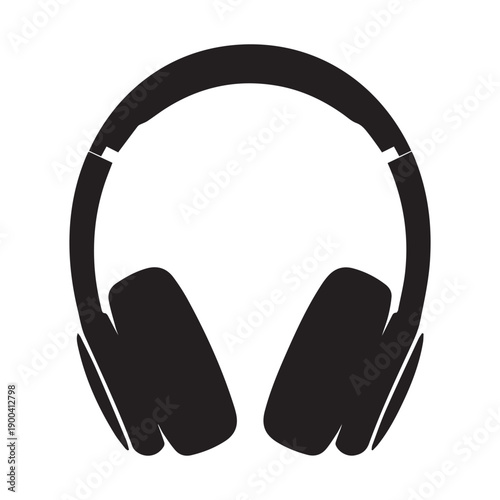 Black Headphone Icon Vector – Minimal Music Headset Silhouette