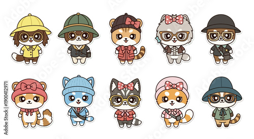 Cute cartoon Islamic and Ramadan icons set with lanterns, moons, stars, mosques, and prayer beads for celebrations.