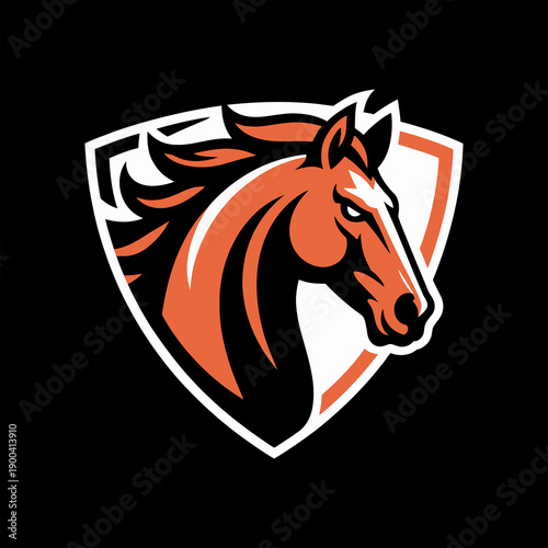 Horse shield logo vector in dynamic modern style, representing speed, power, and prestige, ideal for sports teams, automotive brands, fashion, and premium identities.