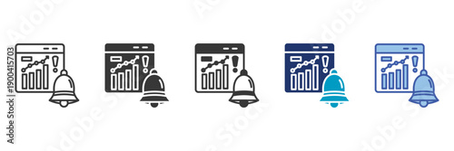 alert dashboard icon set consisting of multiple styles vector illustration