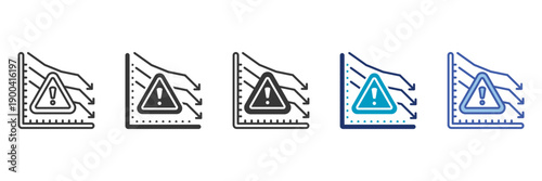 economic warning icon set consisting of multiple styles vector illustration