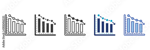 falling chart icon set consisting of multiple styles vector illustration