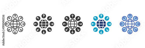 global uncertainty icon set consisting of multiple styles vector illustration