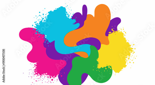 Vibrant splatters of colorful paint creating an abstract artistic illustration