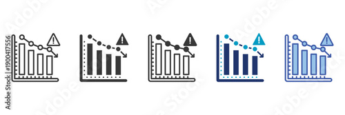 warning graph icon set consisting of multiple styles vector illustration