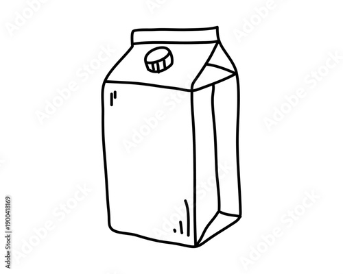 Doodle hand-drawn milk carton with a lid. Minimalist line art Vector illustration Editable stroke.