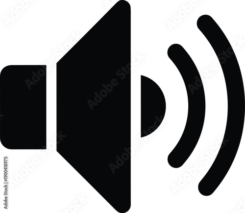 Black silhouette speaker icon vector illustration isolated on white background indicating sound volume and audio control for modern web and mobile application interface symbols.