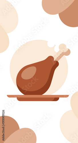 Delicious Roasted Chicken Leg on a Serving Plate Minimalist Style