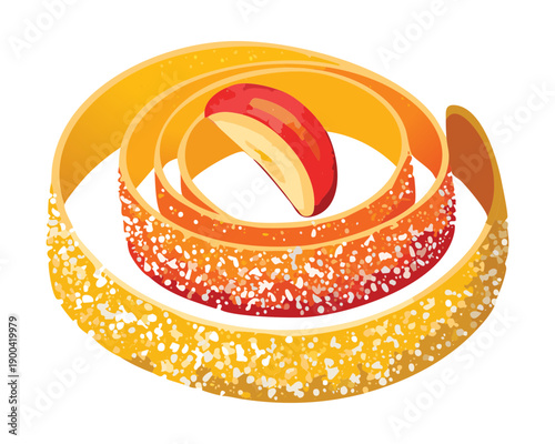 Beautifully arranged orange citrus peels in a spiral shape for healthy and aromatic food decoration - Vector Illustration
