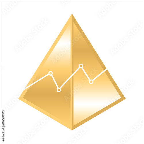 Golden pyramid with growth graph vector illustration