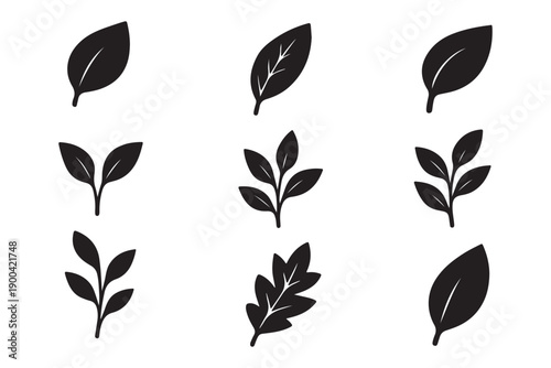 Green leaf ecology nature element vector icon set, Leaf Icon pack, green leaf ecology nature element vector